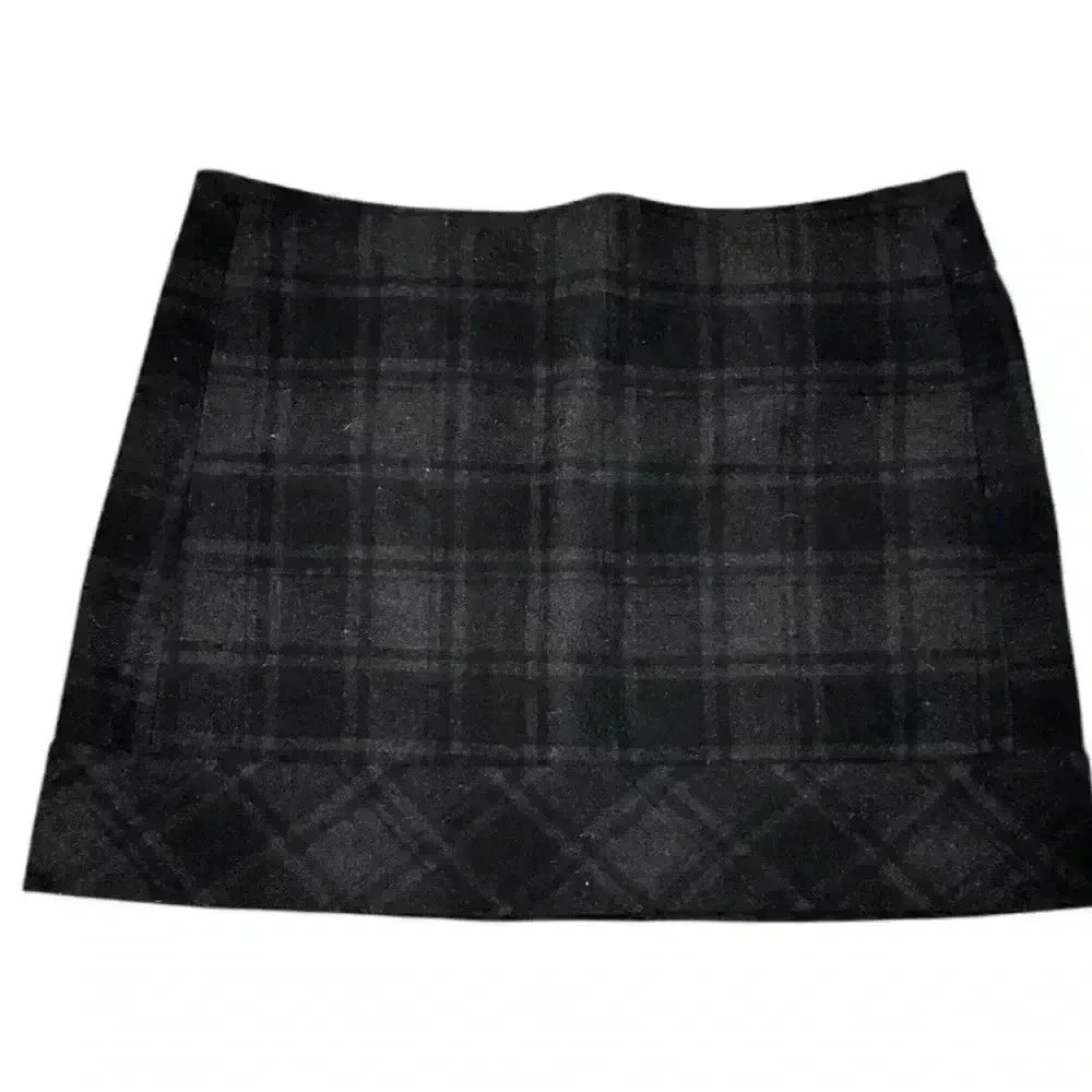 Willi Smith Gray Black Plaid Wool Mini Skirt 90s Preppy Clueless Sz 12